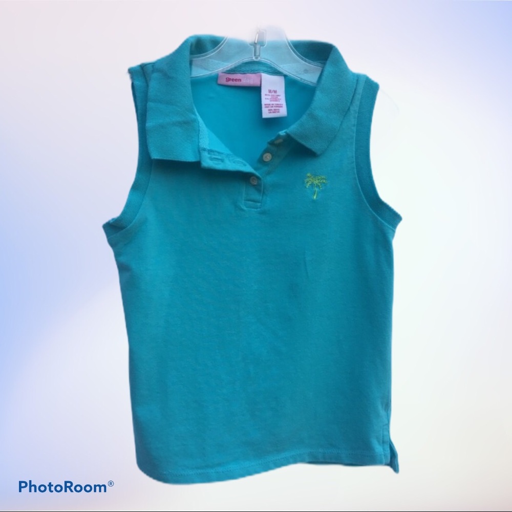 GreenDog Girl Blueish/Green Medium Sleeveless Polo